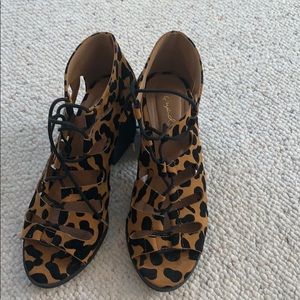 Lace up cheetah heels